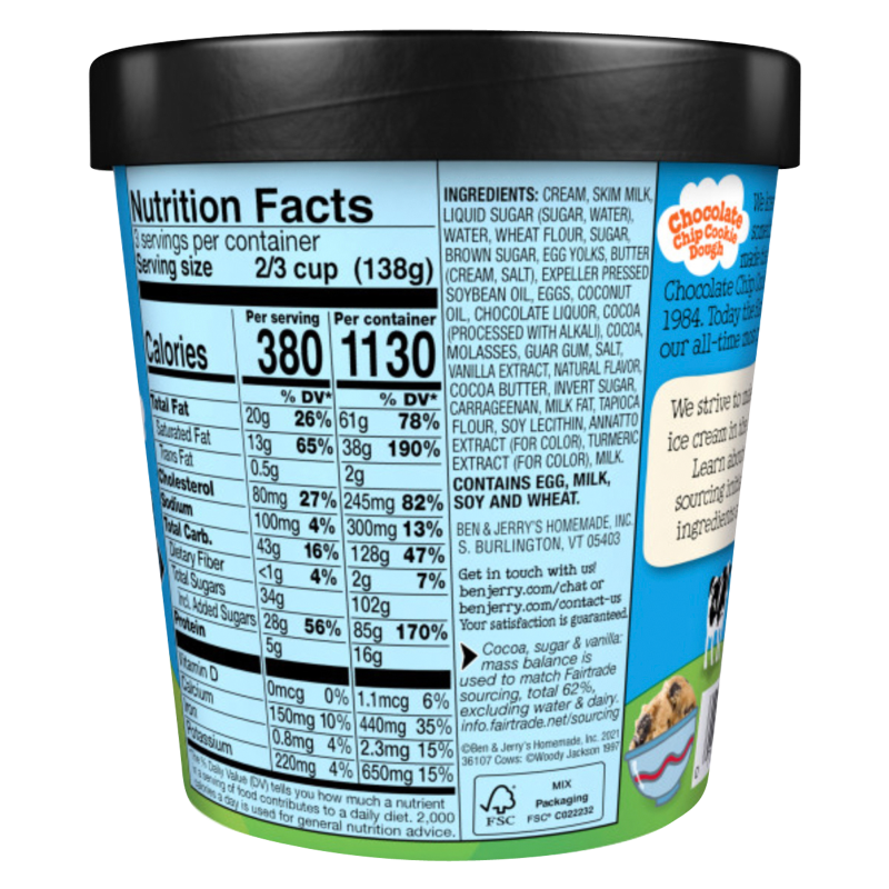 Ben & Jerry's Chocolate Chip Cookie Dough Ice Cream 16oz