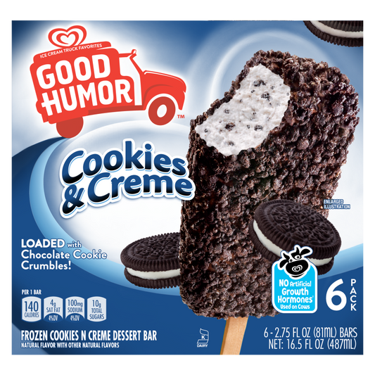 Good Humor Cookies & Creme Loaded Frozen Dessert Bars 6ct 16.5oz