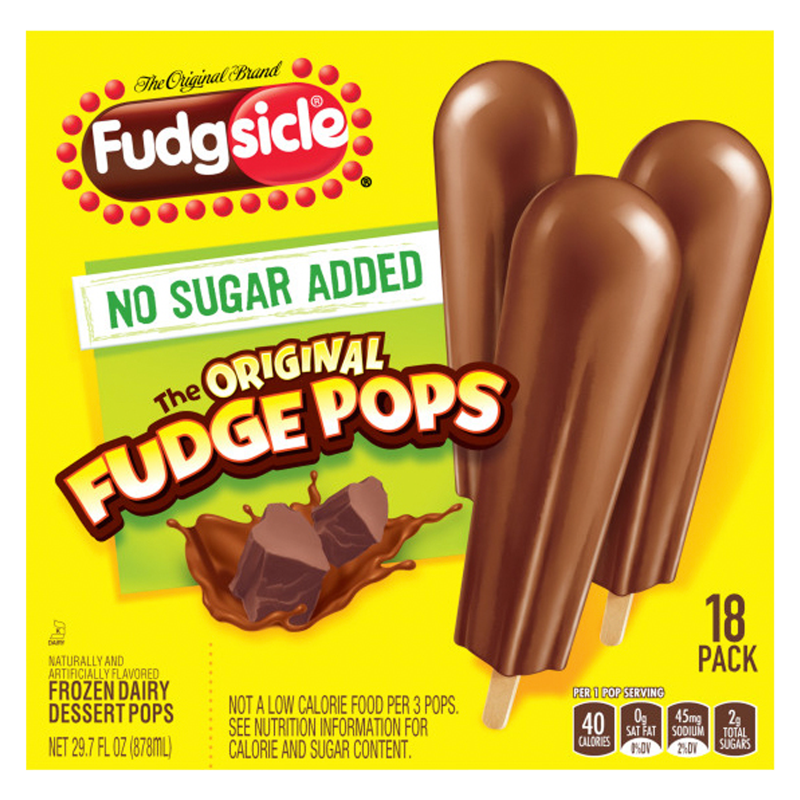 Popsicle Original Fudgsicle No Sugar Added Fudge Pops 18ct 29.7oz