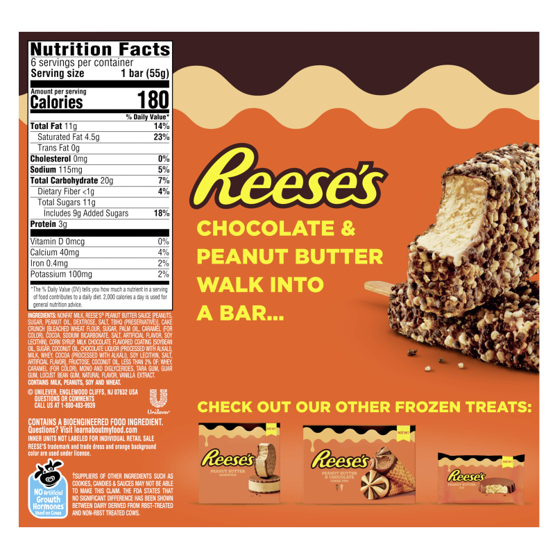 Reese's Peanut Butter Frozen Dairy Dessert Bar 6 ct